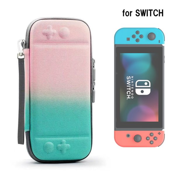 Nintendo Switch 専用 グラデーション キャリングケース ピンク＆グリーン 保護 スイッチ カバー ケース バッグ