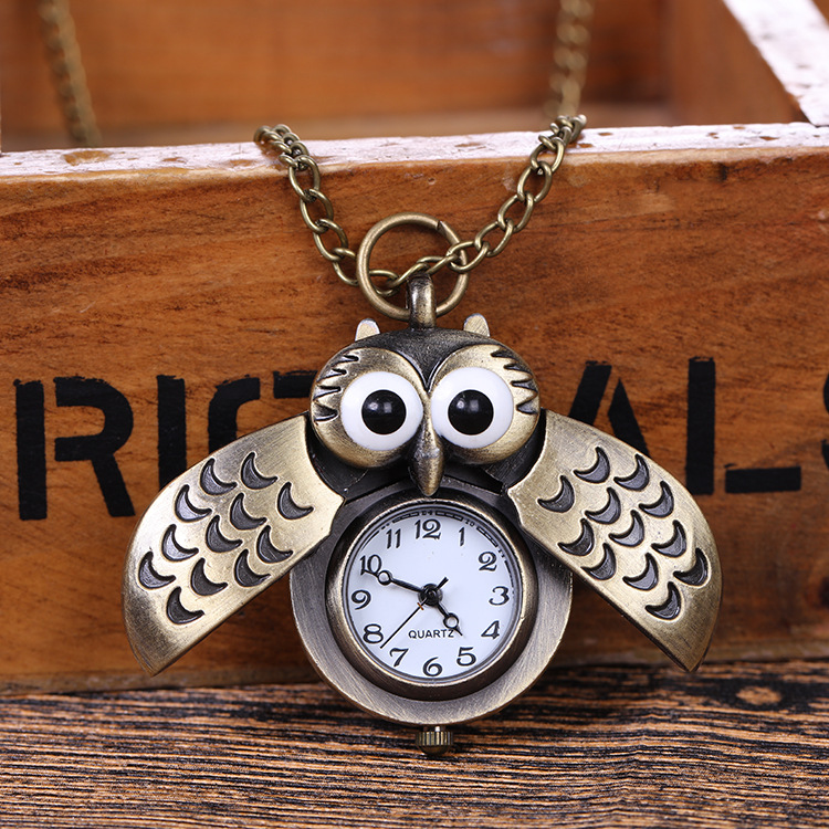 フクロウ 懐中時計 ペンダント ネックレス 時計 ウォッチ ジュエリー アンティーク プレゼント