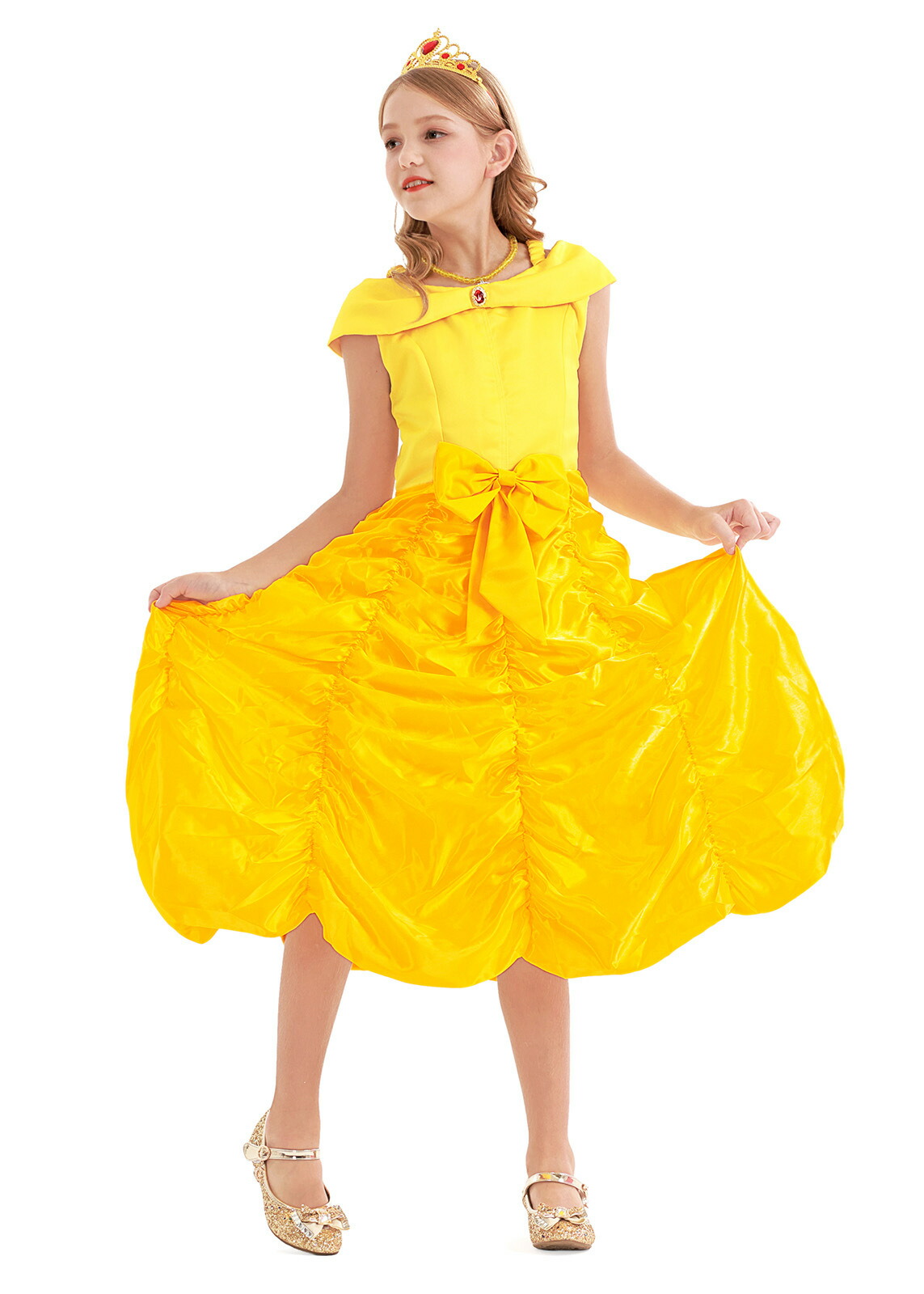 ドレス プリンセス コスチューム 子供 仮装 女の子 コスチューム ダンス 衣装 コスプレ プレゼント リトルプリンセス 黄色 イエロー ベ