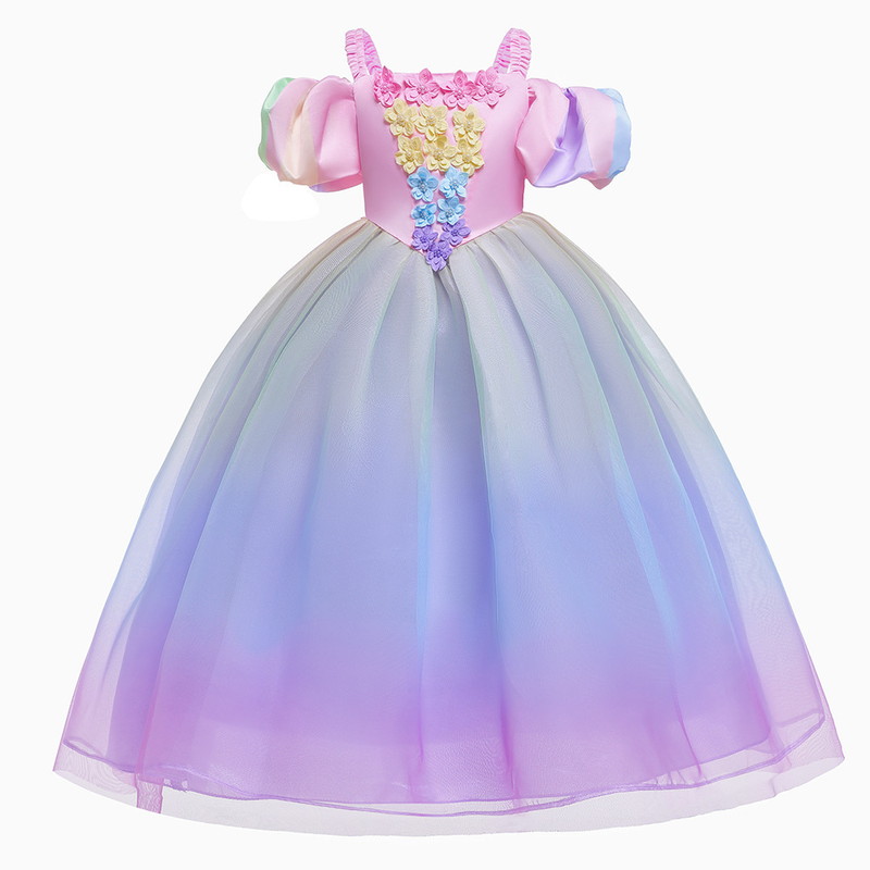 グラデーション プリンセス ドレス 子供 仮装 女の子 コスチューム 衣装 コスプレ プレゼント リトルプリンセス パステル ブルー ピンク