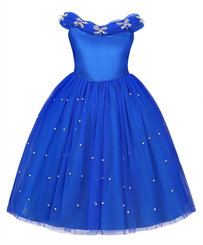 プリンセス ドレス 子供 仮装 女の子 コスチューム 衣装 コスプレ プレゼント リトルプリンセス ブルー ロングドレス 122