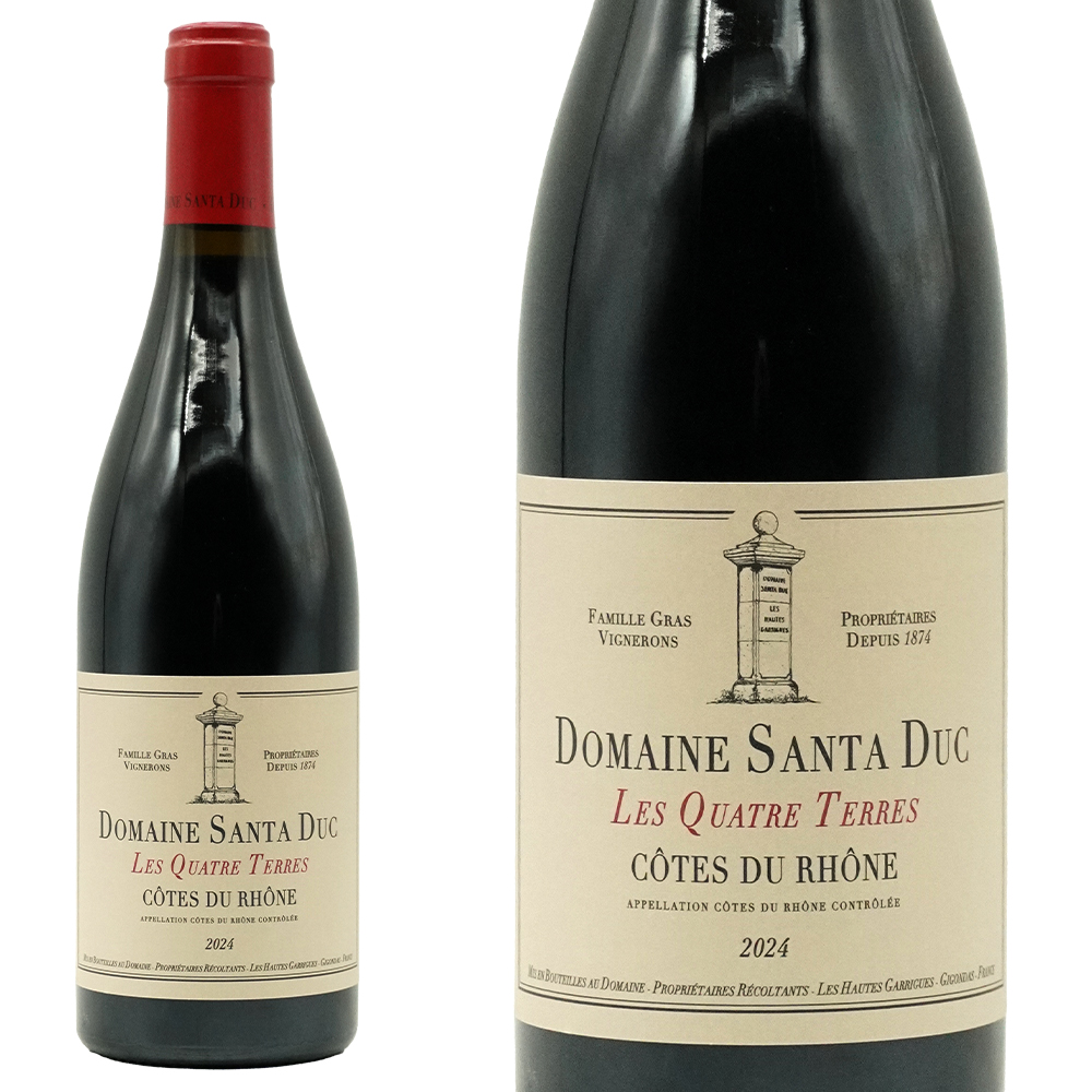 コート デュ ローヌ レ カトル テール 2024 蔵出し限定作品 ドメーヌ サンタ デュック元詰 AOC コート デュ ローヌ 有機栽培