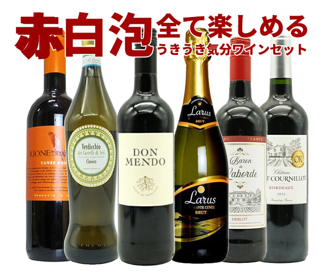 ワインセット  極上の味わい＆価格に超自信あり！毎日の食卓に！赤・白・泡が全て入ったうきうき気分6本ワインセット！  （送料無料）  家飲み