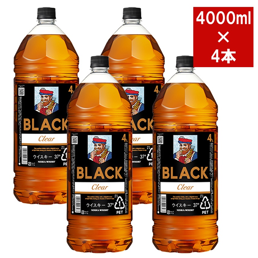 【送料無料 4本セット】ブラックニッカ クリア 4000ml×4本 ケース [4本入り] ブレンデッド ウイスキー ニッカウイスキー 正規品 4000ml 37％ 4L 大容量