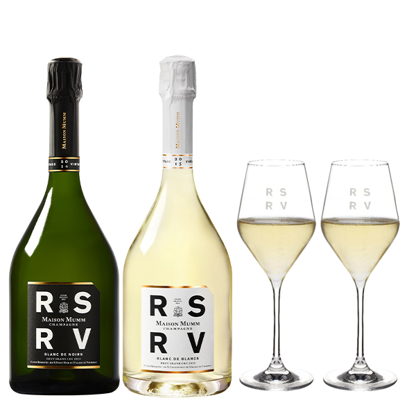 【正規品 ロゴ入りグラス2脚付き】メゾン マム シャンパーニュ RSRV ブラン ド ブラン 2015 &メゾン マム コルトン RSRV ブラン ド ノワール 2014