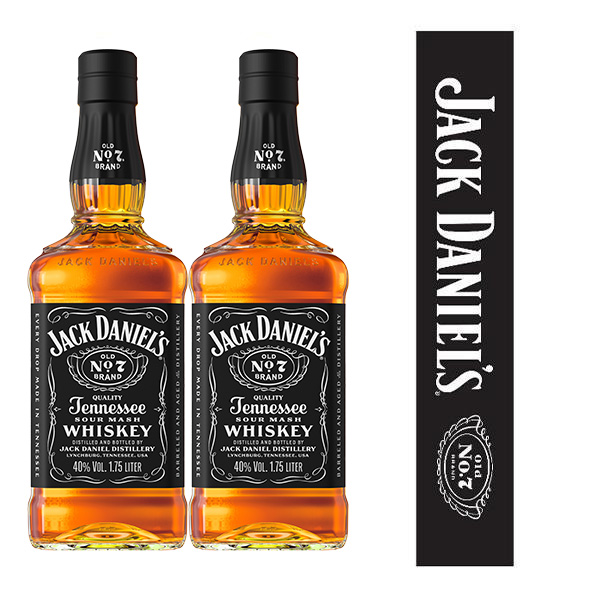 【正規品 1750ml×2本 オリジナルマフラータオル付】ジャック ダニエル ブラックラベル オールド No.7 テネシーウイスキー 正規代理店輸入品