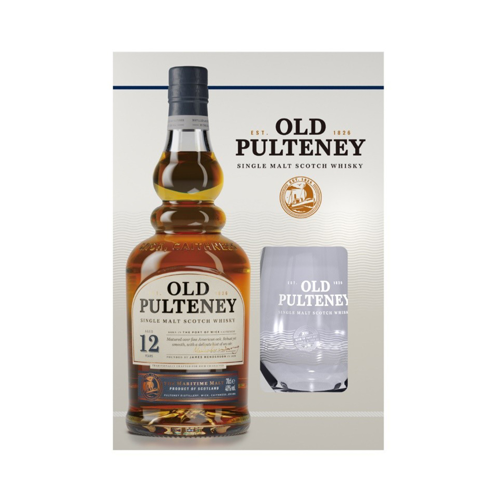 【正規品 箱入 オリジナルグラス付き】オールド プルトニー 12年 オリジナルロゴ入りグラス付き シングル モルト スコッチ ウイスキー 700ml 40％
