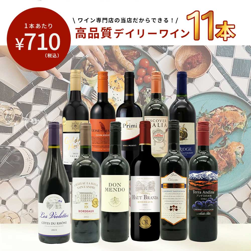 【特別 送料無料】1本たったの710円(税込) 5大銘醸地入り 世界選りすぐり辛口赤ワイン11本セット 金賞 飲み比べ ワイン ワインセット フランス ボルドー イタリア スペイン カリフォルニア