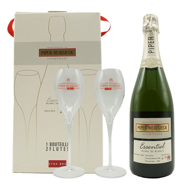 【箱入 グラスパック】パイパー エドシック エッセンシエル ブラン ド ブラン ブリュット(エクストラ ブリュット)正規品 ロゴ入フルートグラス2脚