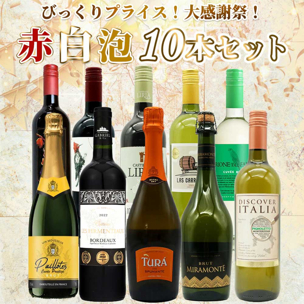 【送料無料】ワイン セット・びっくりプライス！大感謝祭！うきうきワインの玉手箱採算度外視！赤白泡10本セット・ワインセット