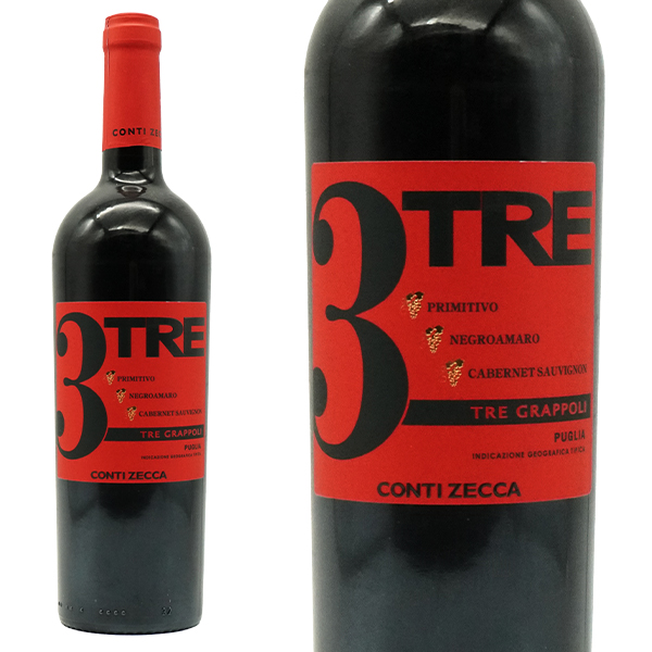 トレ グラッポリ ロッソ 2024 コンティ ゼッカ I.G.Tプーリア 赤ワイン 辛口 ミディアムボディ 750ml (トレ グラッポリ ロッソ)