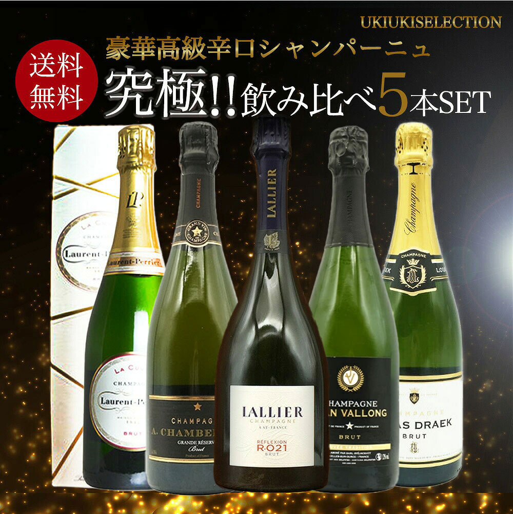 【送料無料】うきうき厳選！高級辛口シャンパーニュ究極飲み比べ豪華スペシャル5本セット ワインセット