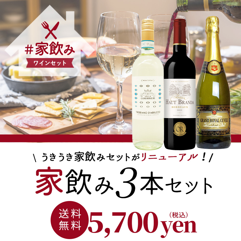 【送料無料】うきうきワインセット 3本 家飲みセット 高級ボルドー金賞入 赤ワイン 白ワイン スパークリング 飲み比べ