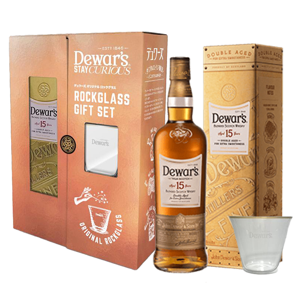 【箱入 正規品 ロックグラス付】デュワーズ 15年 オリジナルロックグラス付き ブレンデッド スコッチ ウイスキー 750ml 40%